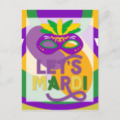 Mardi Gras Lila Goldmaske Postkarte (Vorderseite)