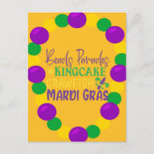 Mardi Gras Lila Goldperlen Postkarte (Vorderseite)
