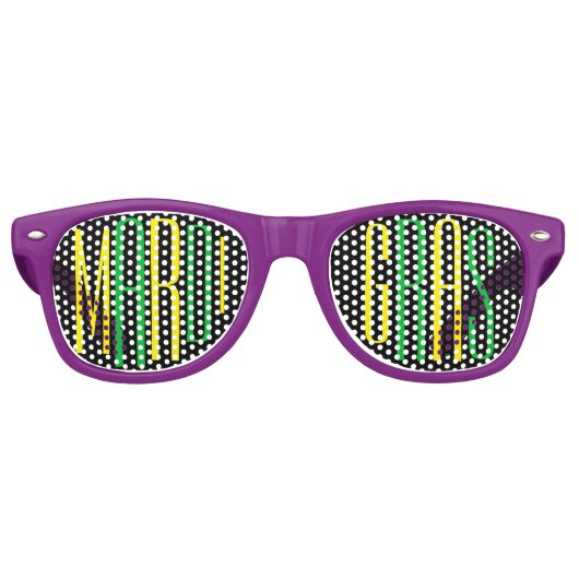 Mardi Gras Lila Green & Gold Partybrille (Vorderseite)