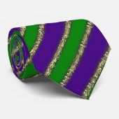 Mardi Gras Lila Green und Gold Neck Tie Krawatte (Gerollt)