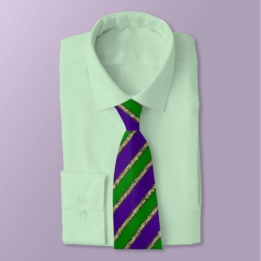 Mardi Gras Lila Green und Gold Neck Tie Krawatte