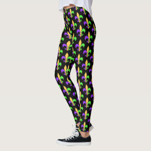 Mardi Gras Lila Green und Gold New Orleans Club Leggings