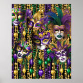 Mardi Gras Lila grüne Masken Poster (Vorne)