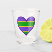 Mardi Gras Lila Herz gestreift Schnapsglas (Vorderseite)