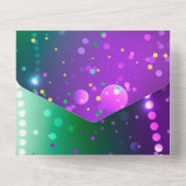 Mardi Gras Lila Hintergrund All In One Einladung (Rückseite)