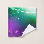 Mardi Gras Lila Hintergrund Badhandtuch Set (Waschlappen)