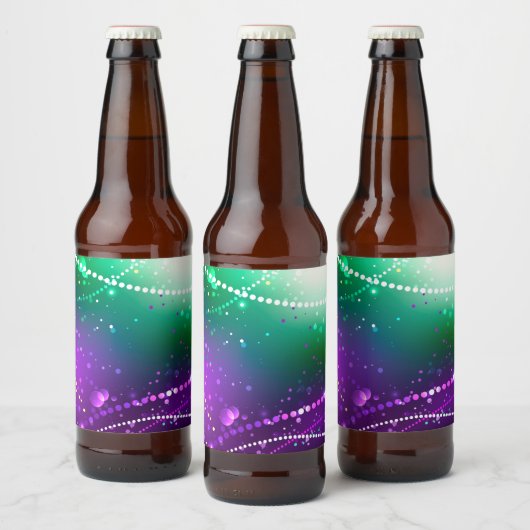 Mardi Gras Lila Hintergrund Bierflaschenetikett (Flaschen)