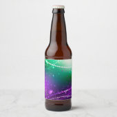 Mardi Gras Lila Hintergrund Bierflaschenetikett (Vorderseite)
