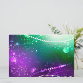 Mardi Gras Lila Hintergrund Briefpapier (Stehend Vorderseite)