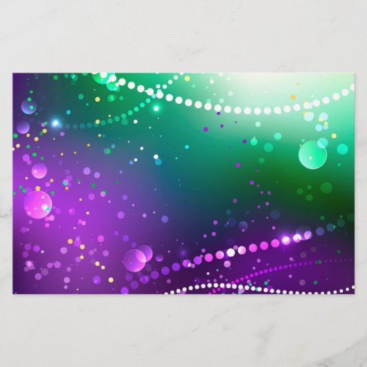 Mardi Gras Lila Hintergrund Briefpapier (Vorderseite)