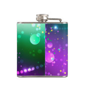 Mardi Gras Lila Hintergrund Flachmann (Rückseite)