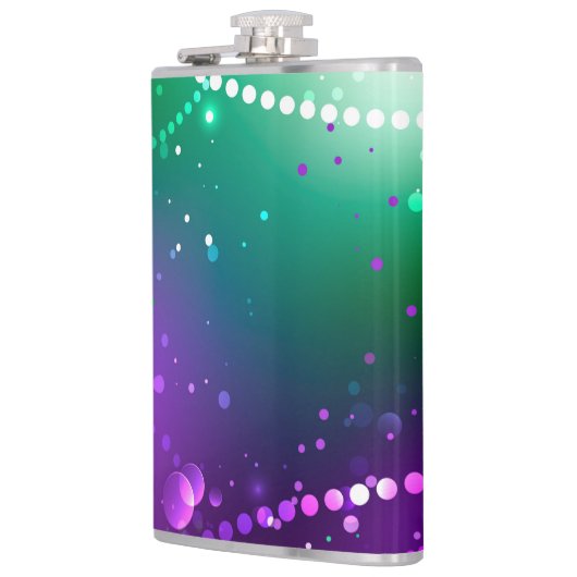 Mardi Gras Lila Hintergrund Flachmann (Links)