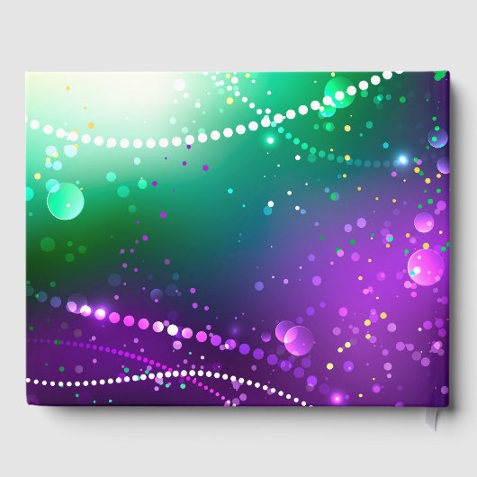 Mardi Gras Lila Hintergrund Gästebuch (Rückseite)