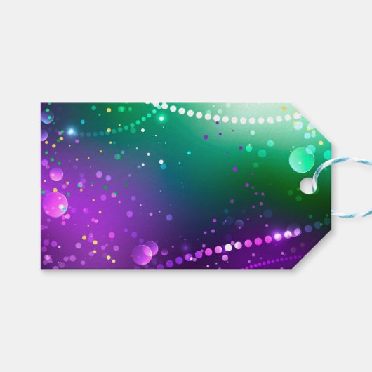 Mardi Gras Lila Hintergrund Geschenkanhänger (Vorderseite (Horizontal))