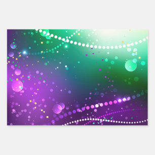 Mardi Gras Lila Hintergrund Geschenkpapier Set