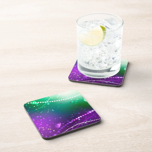 Mardi Gras Lila Hintergrund Getränkeuntersetzer (Rechte Seite)