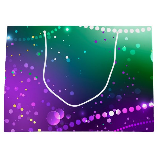 Mardi Gras Lila Hintergrund Große Geschenktüte (Vorderseite)