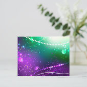 Mardi Gras Lila Hintergrund Hinweiskarte (Stehend Vorderseite)