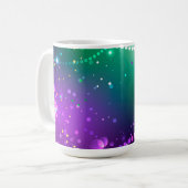 Mardi Gras Lila Hintergrund Kaffeetasse (Vorderseite Links)