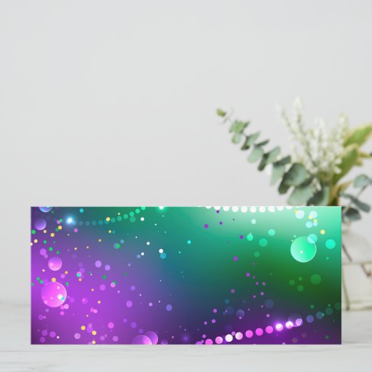 Mardi Gras Lila Hintergrund Karte (Stehend Vorderseite)