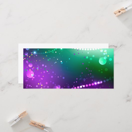 Mardi Gras Lila Hintergrund Karte (Vorderseite/Rückseite Beispiel)