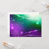 Mardi Gras Lila Hintergrund Karte (Vorderseite/Rückseite Beispiel)