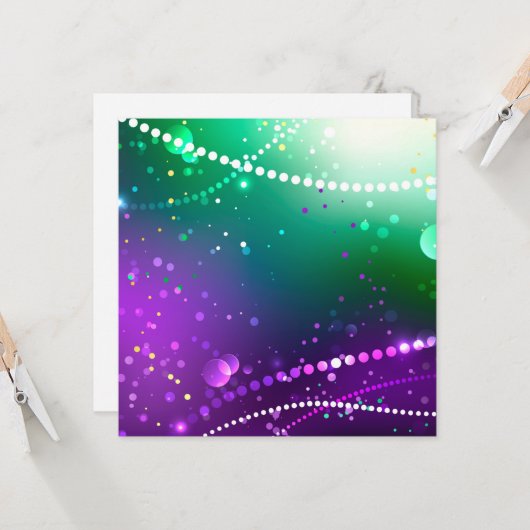 Mardi Gras Lila Hintergrund Karte (Vorderseite/Rückseite Beispiel)