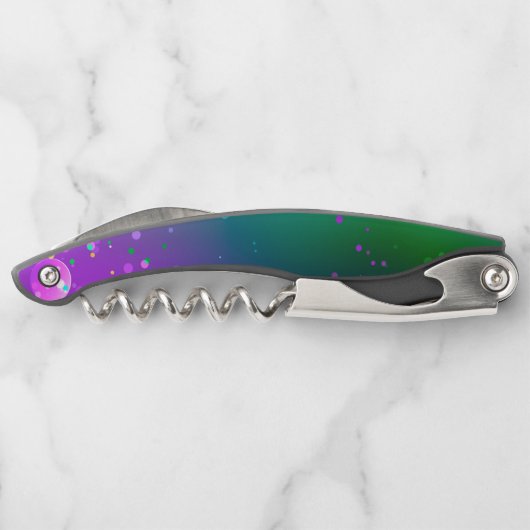 Mardi Gras Lila Hintergrund Kellnermesser (Rückseite)