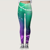 Mardi Gras Lila Hintergrund Leggings (Vorderseite)