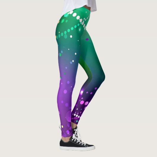 Mardi Gras Lila Hintergrund Leggings (Rechts)