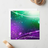 Mardi Gras Lila Hintergrund Mitteilungskarte (Vorderseite/Rückseite Beispiel)