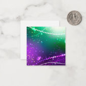 Mardi Gras Lila Hintergrund Mitteilungskarte (Vorderseite/Rückseite Beispiel)