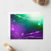 Mardi Gras Lila Hintergrund Mitteilungskarte (Vorderseite/Rückseite Beispiel)