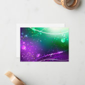 Mardi Gras Lila Hintergrund Mitteilungskarte (Vorderseite/Rückseite Beispiel)