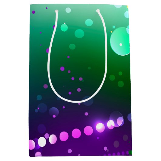 Mardi Gras Lila Hintergrund Mittlere Geschenktüte (Vorderseite)