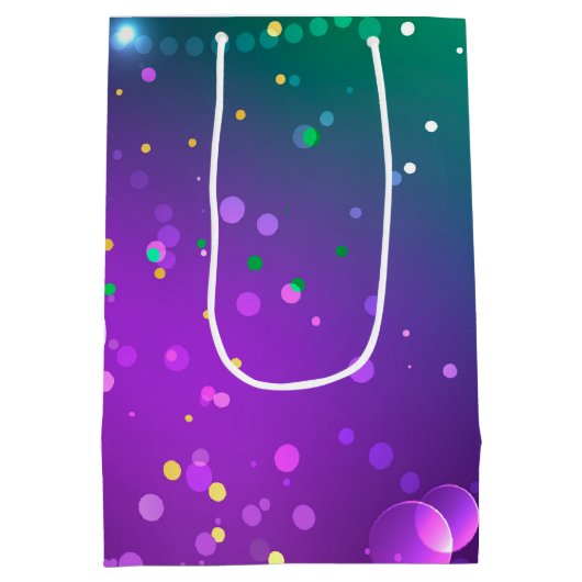 Mardi Gras Lila Hintergrund Mittlere Geschenktüte (Rückseite)