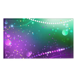 Mardi Gras Lila Hintergrund Namenschild