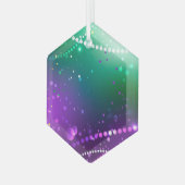 Mardi Gras Lila Hintergrund Ornament Aus Glas (Vorderseite Links)