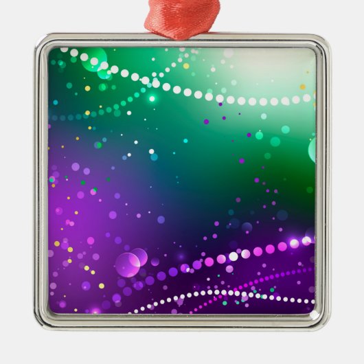 Mardi Gras Lila Hintergrund Ornament Aus Metall (Vorne)