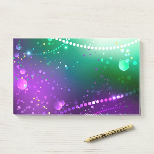 Mardi Gras Lila Hintergrund Post-it Klebezettel (Auf Schreibtisch)