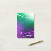 Mardi Gras Lila Hintergrund Post-it Klebezettel (Auf Schreibtisch)