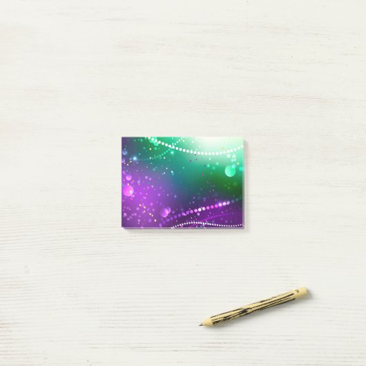 Mardi Gras Lila Hintergrund Post-it Klebezettel (Auf Schreibtisch)