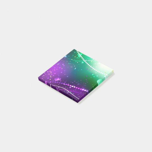 Mardi Gras Lila Hintergrund Post-it Klebezettel (angewinkelt)