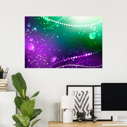 Mardi Gras Lila Hintergrund Poster (Heimbüro)