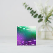 Mardi Gras Lila Hintergrund Quadratische Visitenkarte (Stehend Vorderseite)