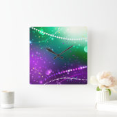 Mardi Gras Lila Hintergrund Quadratische Wanduhr (Zuhause)