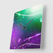 Mardi Gras Lila Hintergrund Quadratische Wanduhr (Winkel)