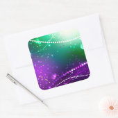 Mardi Gras Lila Hintergrund Quadratischer Aufkleber (Umschlag)