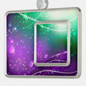Mardi Gras Lila Hintergrund Rahmen-Ornament Silber (Links)