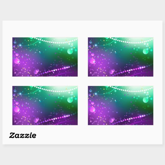 Mardi Gras Lila Hintergrund Rechteckiger Aufkleber (Blatt)